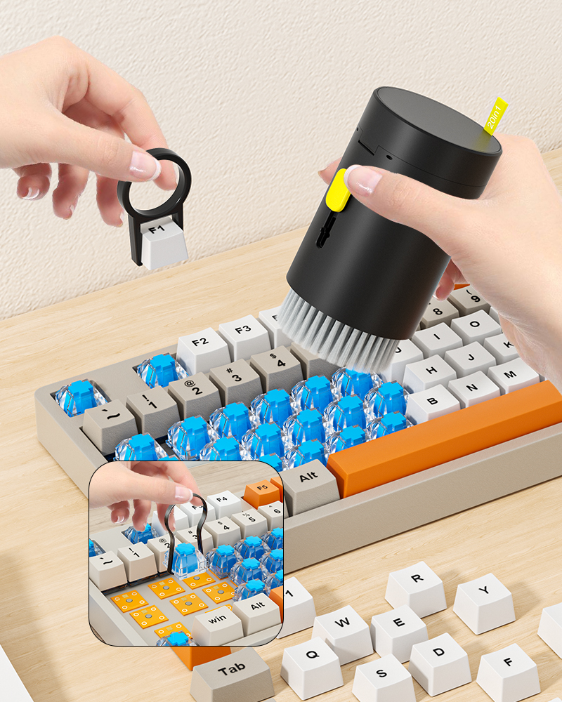Tounee Keyboard Cleaner Kit, Electronics Cleaning Kit with Retractable Big Brush, Portable, 20 in 1 Multi-Tool Kit for Phones, Tablet, Computer, PC Monitor,TV Camera Lens with 2.5ml Mist Spray