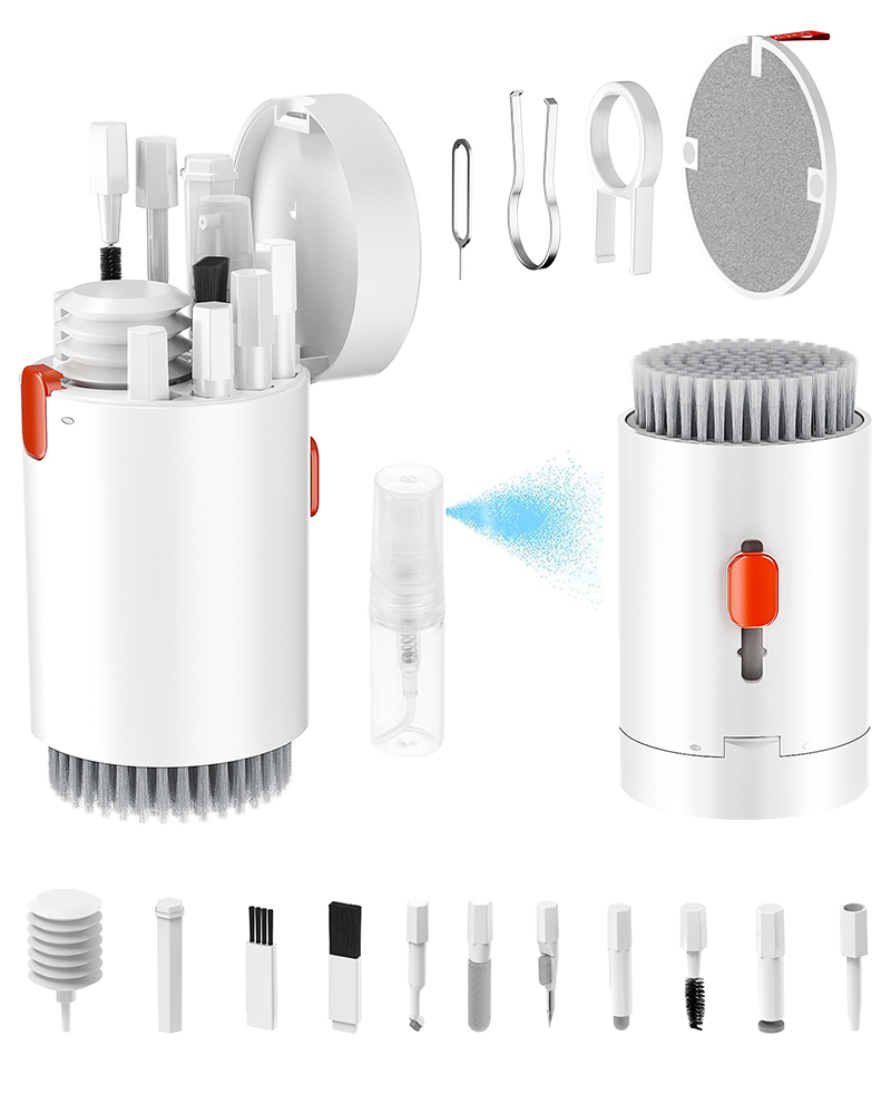 Tounee Keyboard Cleaner Kit, Electronics Cleaning Kit With Retractable Big Brush, Portable, 20 In 1 Multi-Tool Kit For Phones, Tablet, Computer, PC Monitor,TV Camera Lens With 2.5ml Mist Spray