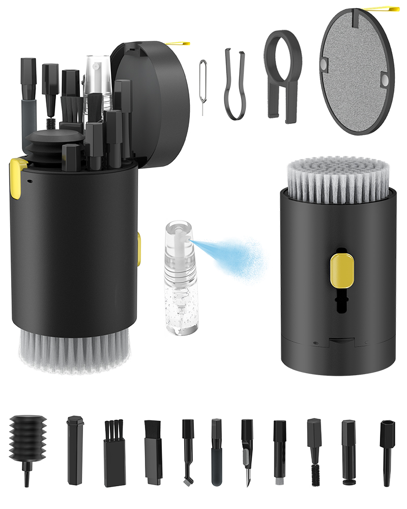 Tounee Keyboard Cleaner Kit, Electronics Cleaning Kit with Retractable Big Brush, Portable, 20 in 1 Multi-Tool Kit for Phones, Tablet, Computer, PC Monitor,TV Camera Lens with 2.5ml Mist Spray