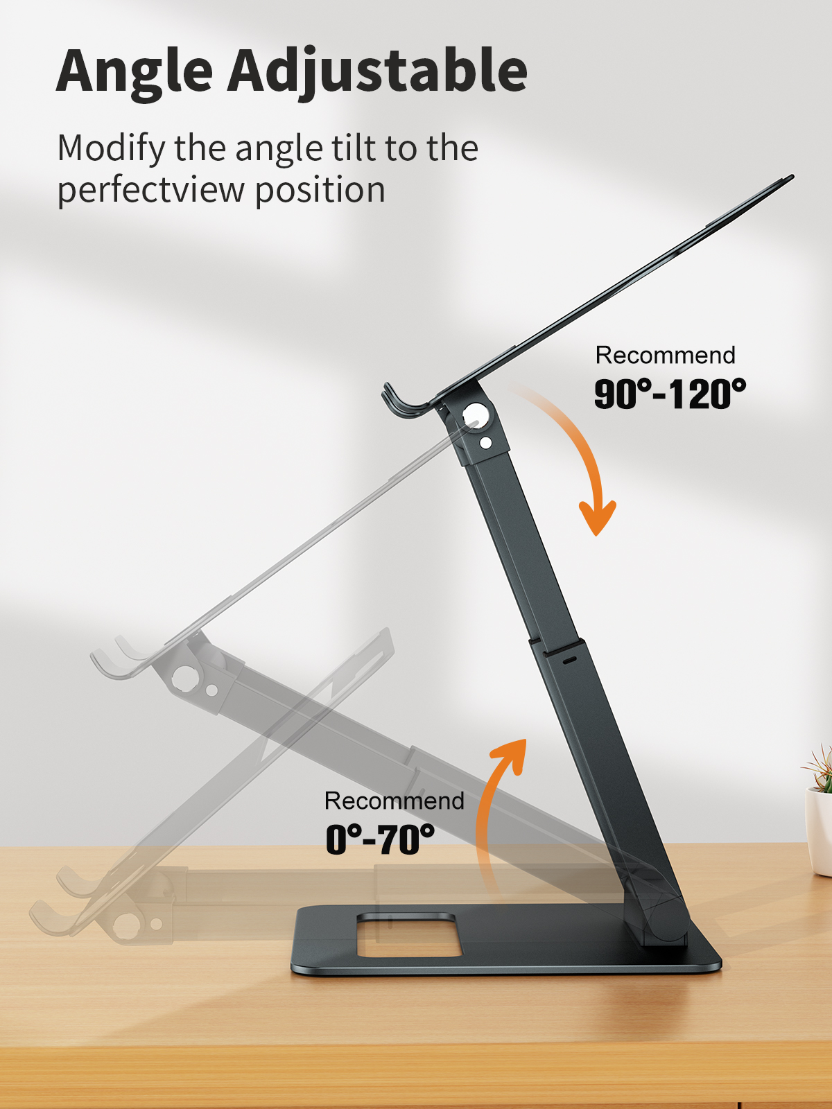 tounee Laptop Stand for Desk Adjustable Height, Telescopic 360 Rotating Pull Out Design Ergonomic Laptop Riser Fits All MacBook, Laptops -Gray