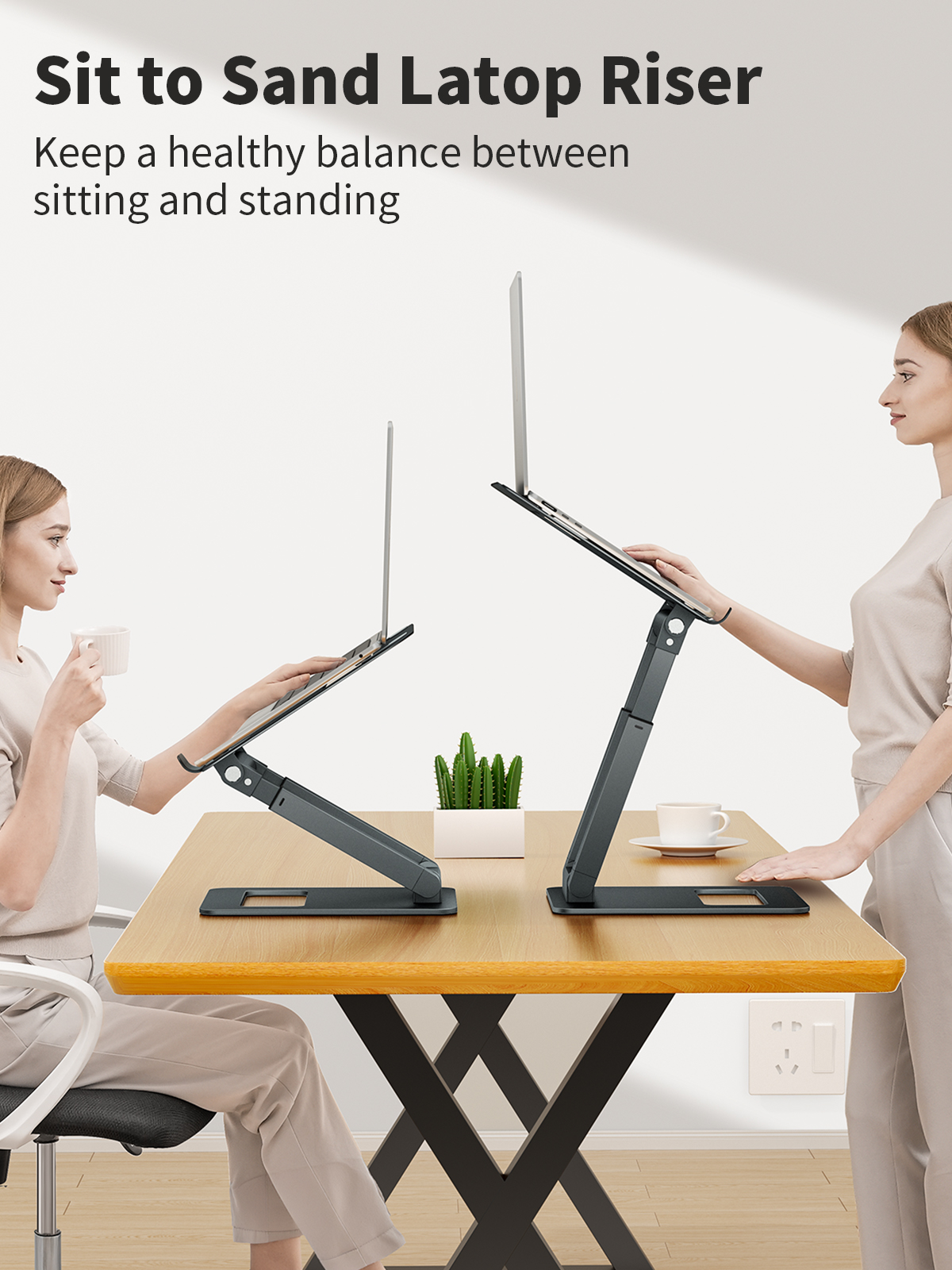 tounee Laptop Stand for Desk Adjustable Height, Telescopic 360 Rotating Pull Out Design Ergonomic Laptop Riser Fits All MacBook, Laptops -Gray