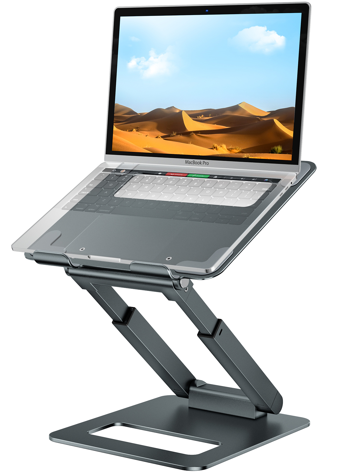 tounee Laptop Stand for Desk Adjustable Height, Telescopic 360 Rotating Pull Out Design Ergonomic Laptop Riser Fits All MacBook, Laptops -Gray