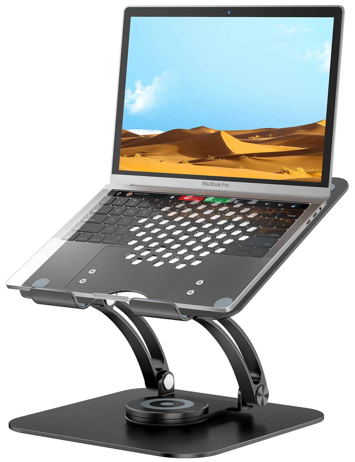 Laptop Ständer mit 360° Drehbarer Basis, Ergonomisch Laptopständer Höhenverstellbar, Laptop Erhoehung Fuer Schreibtisch, Standing Laptop Stand Computer Ständer mit MacBook Pro, Laptops 10–17