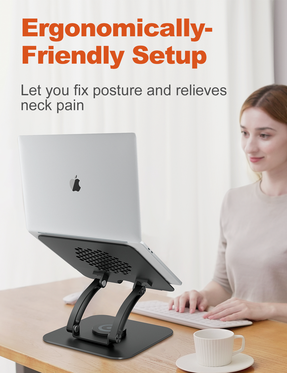 Laptop Ständer mit 360° Drehbarer Basis, Ergonomisch Laptopständer Höhenverstellbar, Laptop Erhoehung Fuer Schreibtisch, Standing Laptop Stand Computer Ständer mit MacBook Pro, Laptops 10–17