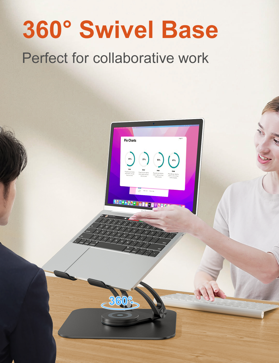 Laptop Ständer mit 360° Drehbarer Basis, Ergonomisch Laptopständer Höhenverstellbar, Laptop Erhoehung Fuer Schreibtisch, Standing Laptop Stand Computer Ständer mit MacBook Pro, Laptops 10–17