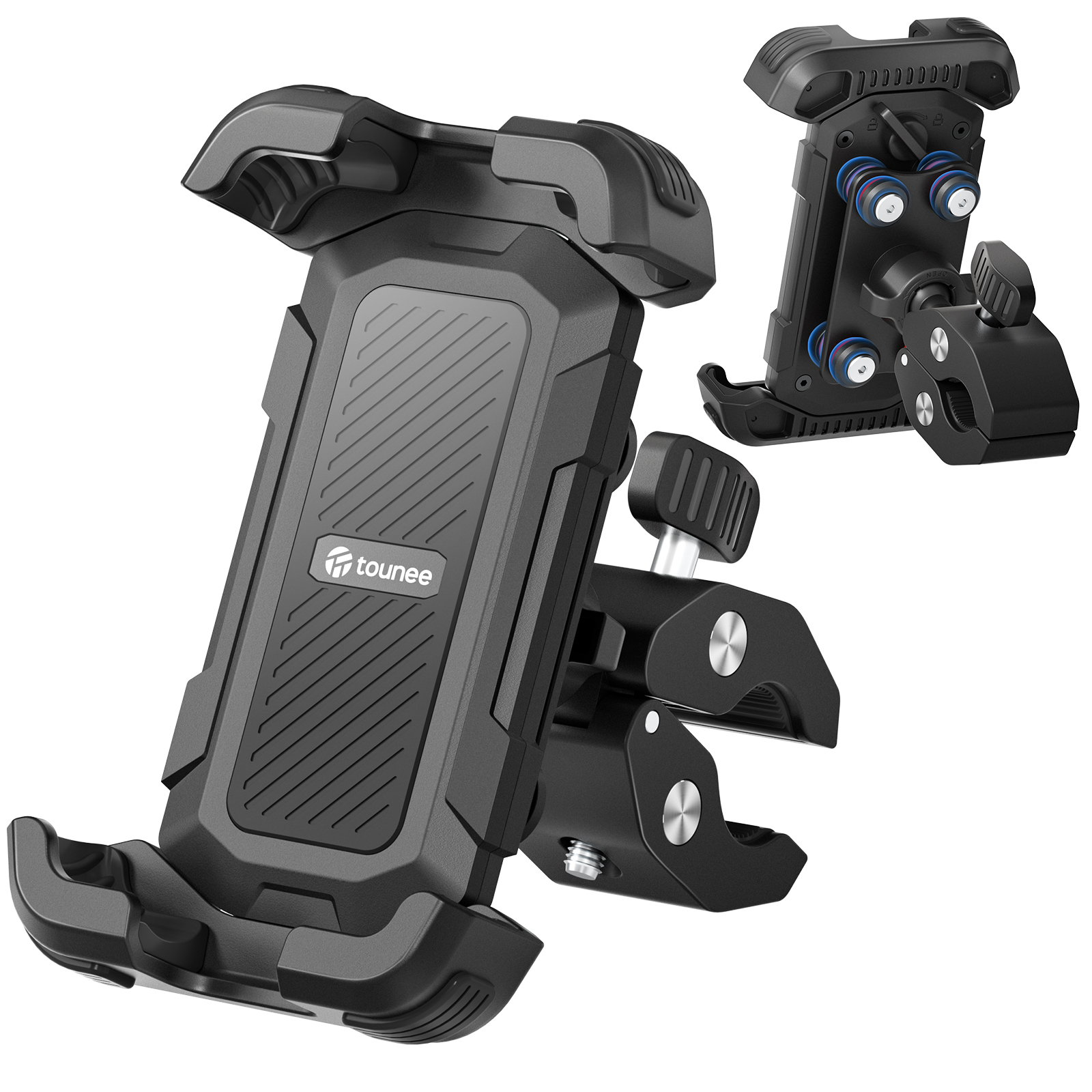 tounee Motorcycle Phone Holder Mount -Dual Vibration Dampener, Tool-Free Bike Phone Holder Handlebar Clip & Secure Lock for iPhone 16/15 Pro Max, 4.7-6.9